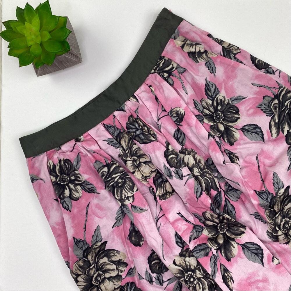 ANTHROPOLOGIE Skirt Pink Sz 4 Odille Splendid Celebration Rose Floral Flare‎